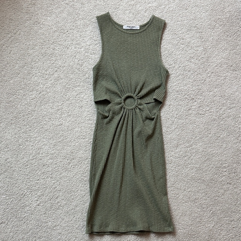 Project Social T Sage Green Cutout Midi Dress